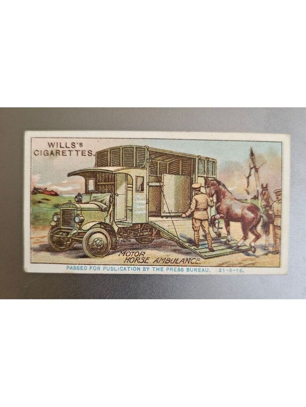 Motor Horse Ambulance British Military Motors #10 1916 Wills Cigarette Card